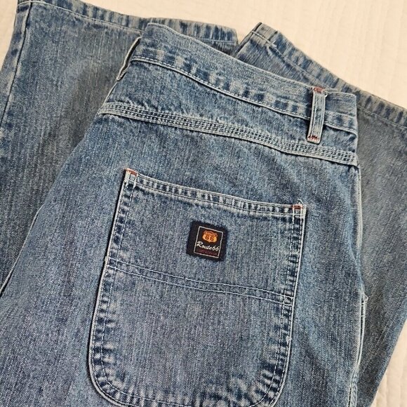 Route 66 Utility Jeans Women's 17/18 Blue Denim Carpenter 6 Pockets Wide Leg EUC - Picture 3 of 16